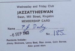 Jazz At The Swan Club Card